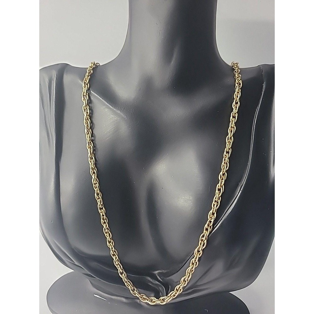 Vintage Gold Tone Rope Chain Necklace Magnetic Clasp Jewelry